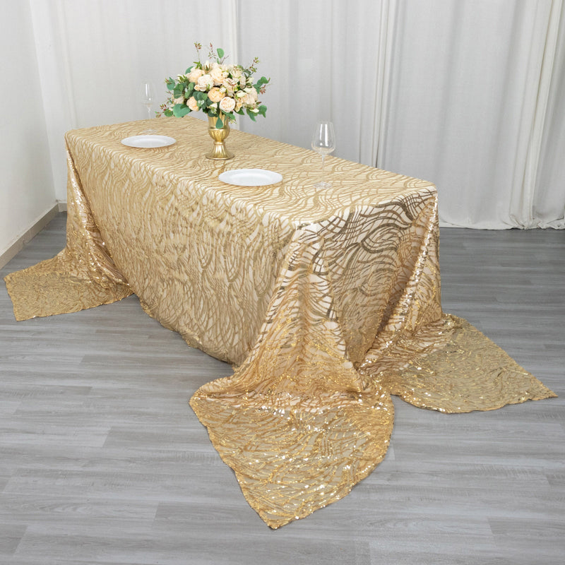 Wave Mesh Rectangular Tablecloth With Embroidered Sequins 90