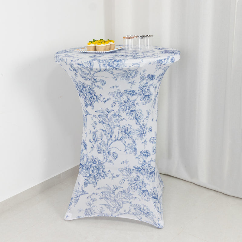 Spandex Cocktail Table Cover – French Toile, 30
