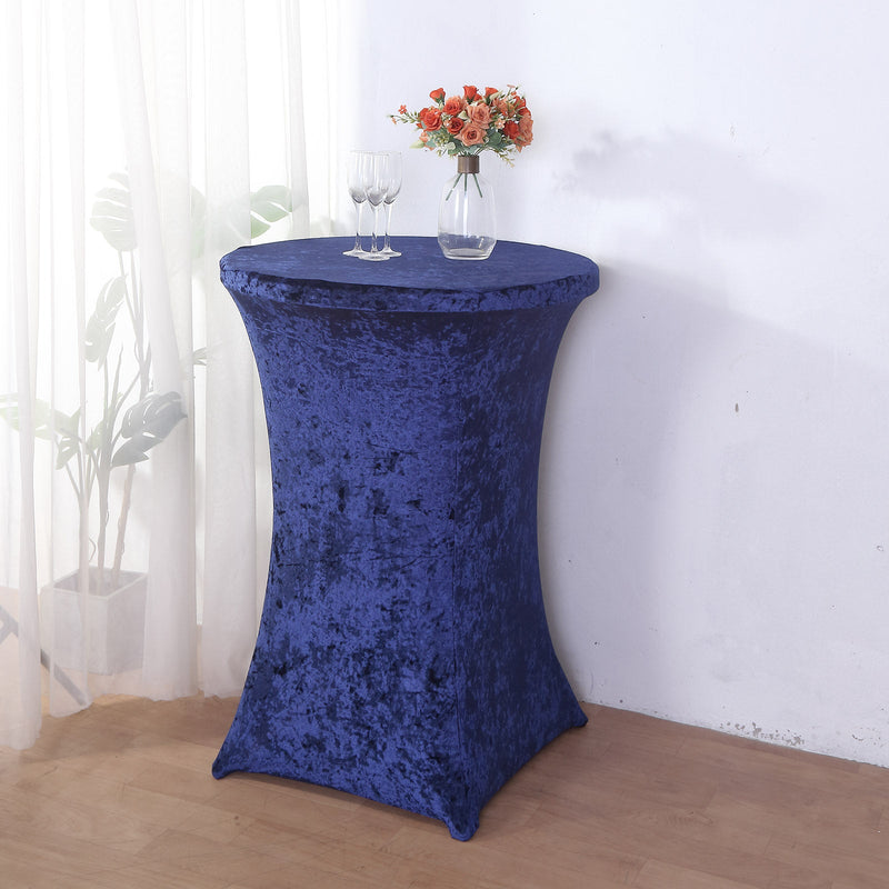 Crushed Velvet Stretch Fitted Round Highboy Cocktail Table Cover