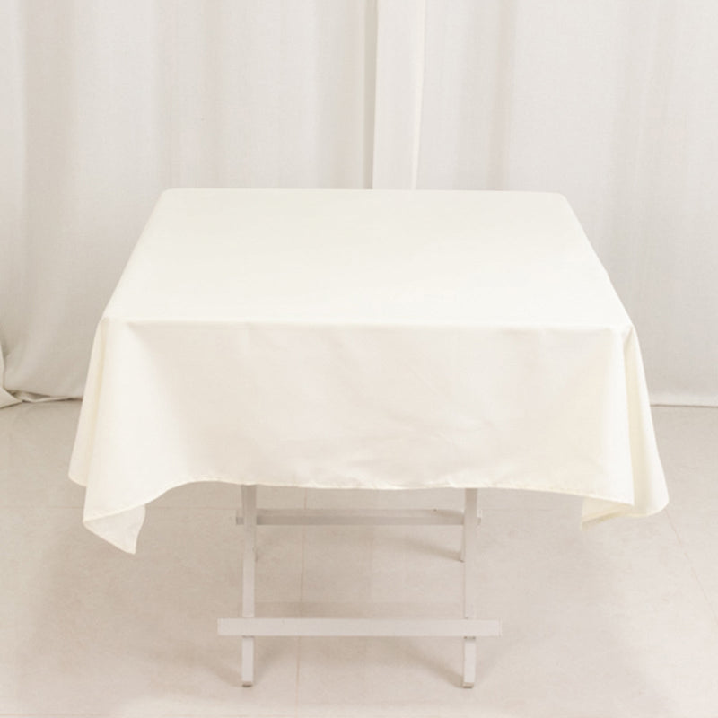 Ivory Seamless Cotton Linen Blend Square Tablecloth - 54