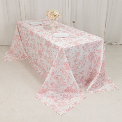 polyester tablecloth, rectangle tablecloth, french toile tablecloth, seamless table cover#color_parent