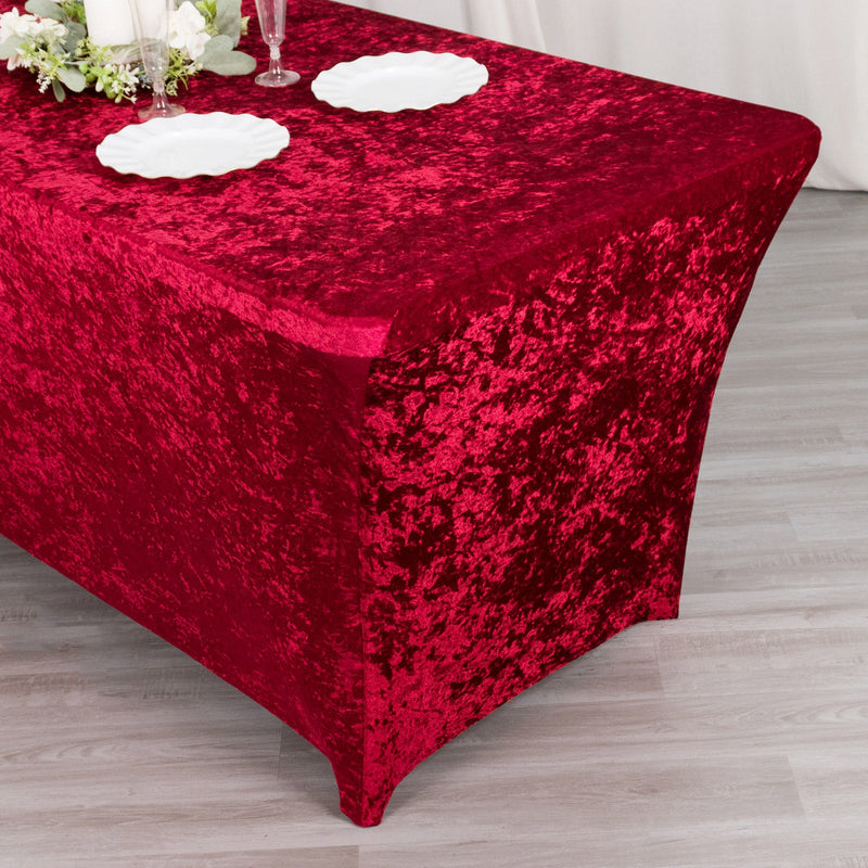 Crushed Velvet Stretch Fitted Rectangular Table Cover 6ft