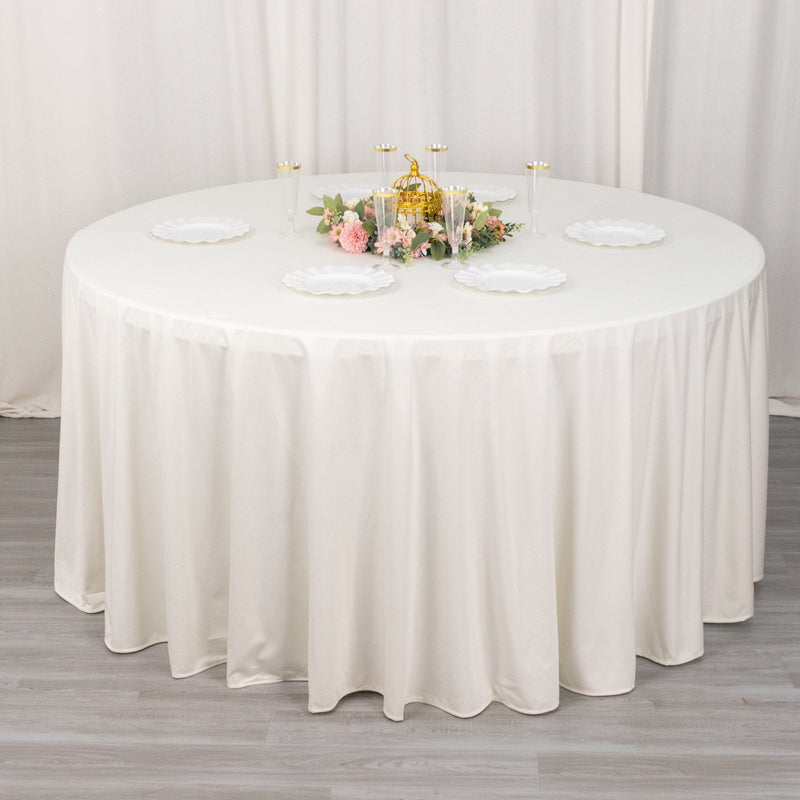 Premium Scuba Round Tablecloth, Wrinkle Free Polyester Seamless Tablecloth 120