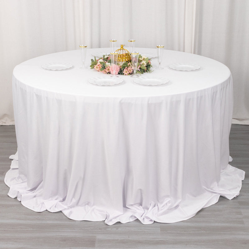 Premium Scuba Round Tablecloth, Wrinkle Free Polyester Seamless Tablecloth 132