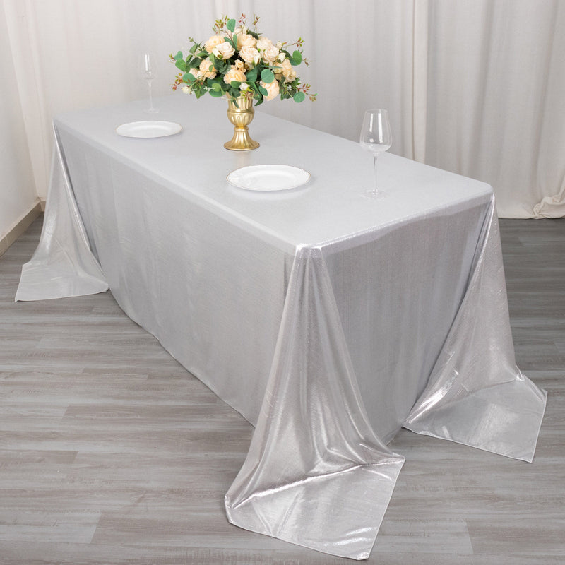 Shimmer Sequin Dots Polyester Tablecloth, Wrinkle Free Sparkle Glitter Tablecover 90