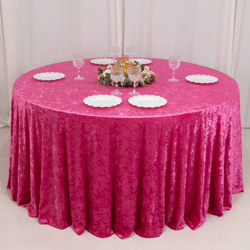 Premium Crushed Velvet Round Tablecloth 120