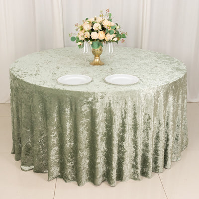 crushed velvet tablecloth, round tablecloth, velvet linens, tablecover, round table cover#color_sage