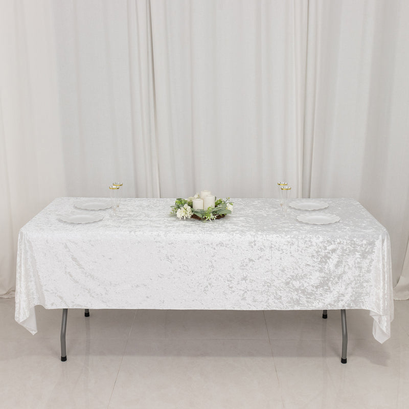 White Seamless Premium Crushed Velvet Rectangle Tablecloth