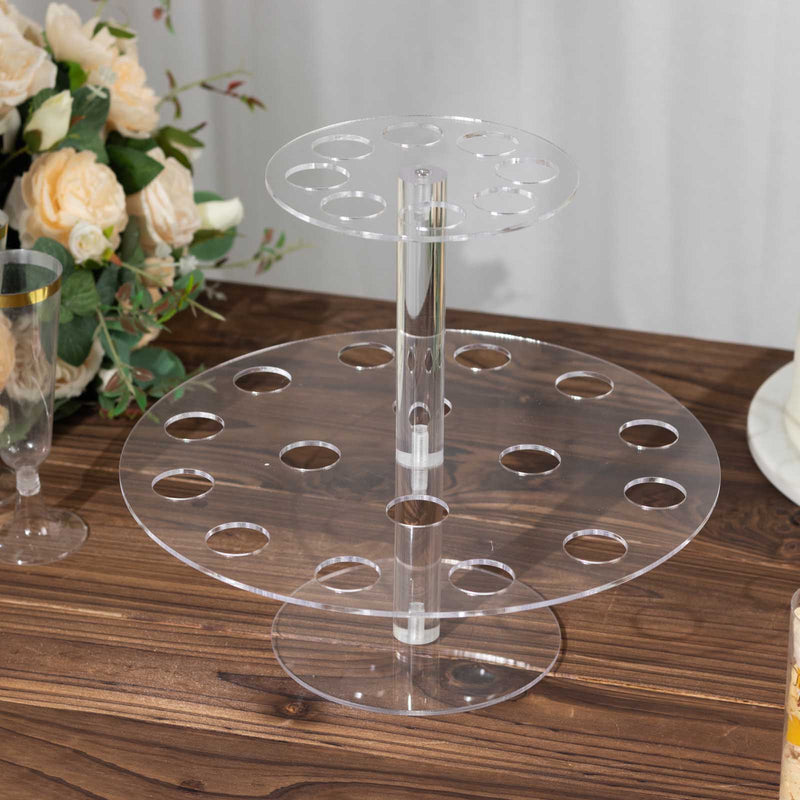 2 Tier 24-Slot Clear Acrylic Ice Cream Cone Holder, 12