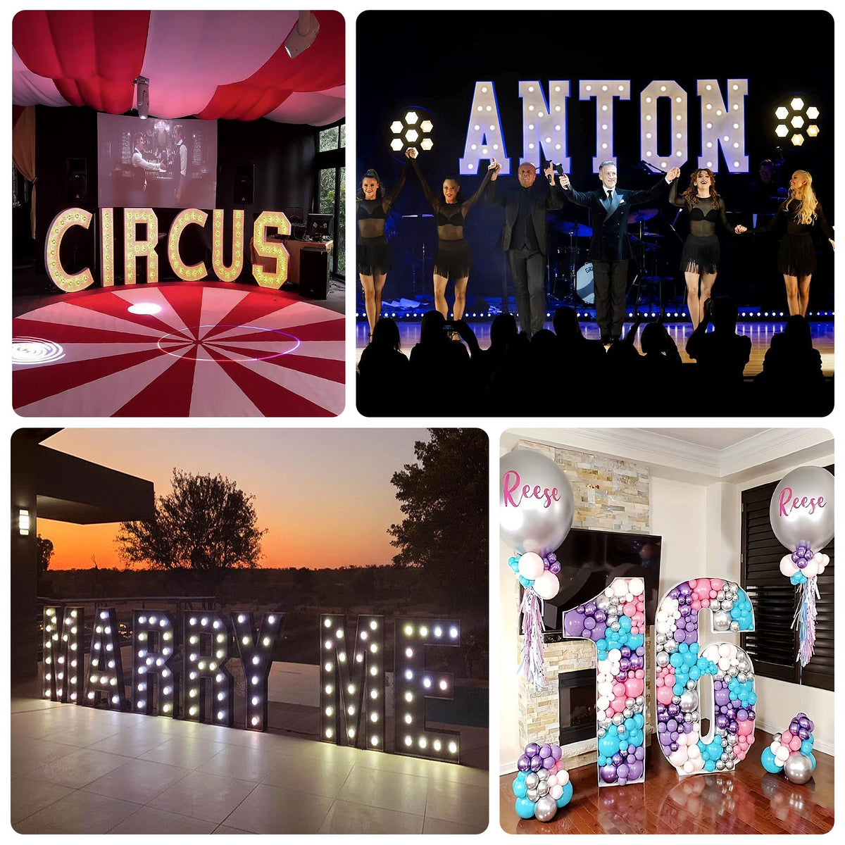 4ft Black Giant LED Marquee Letters, Numbers & Symbols | eHomemart