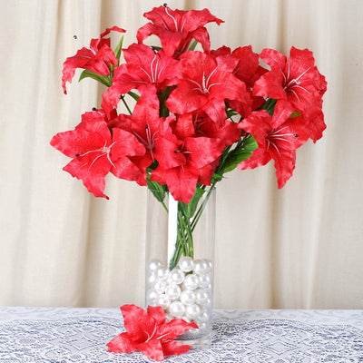 Artificial Flower Decoration, Faux Flowers, Synthetic Flowers, High Quality Silk Flowers, Artificial Lily Flowers#color_red