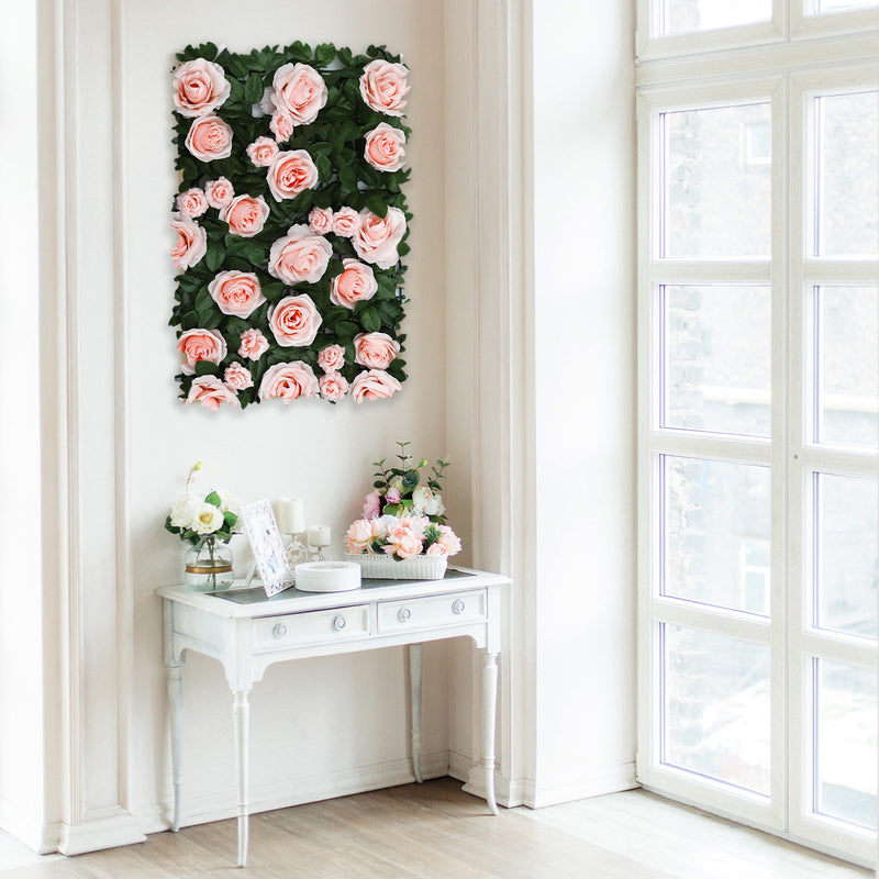 Easy-Install Silk Rose Flower Mat Wall Panel Backdrop 3 Sq ft.