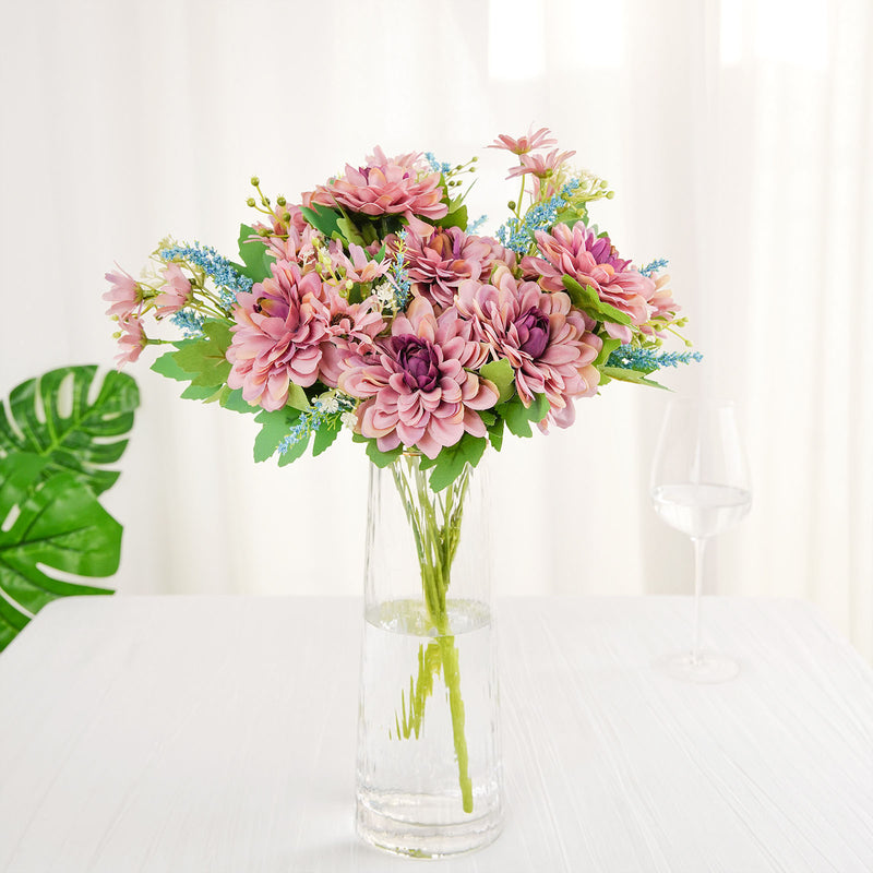 2 Bushes | Artificial Silk Dahlia Flower Bouquet Spray