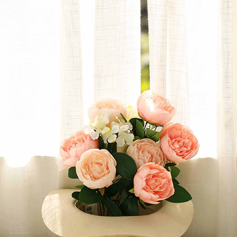 2 Bushes | Artificial Silk Peony & Hydrangea Flower Bouquet