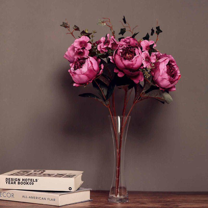 2 Bush | Artificial Silk Peony, Rose & Hydrangea Flower Bouquet
