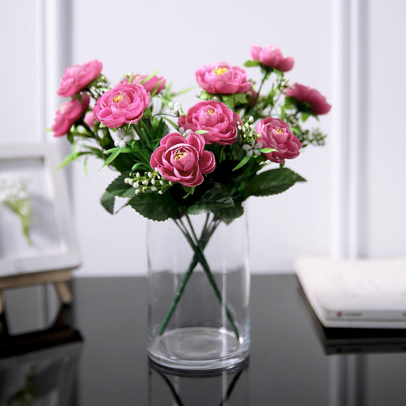 4 Bushes Artificial Silk Peony Flower Bouquet Arrangement
