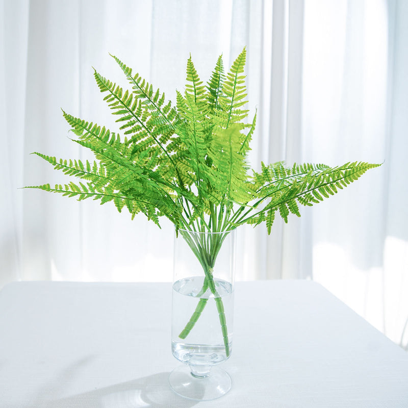 2 Stems Green Artificial Boston Fern Leaf Plant Indoor Faux Spray 19