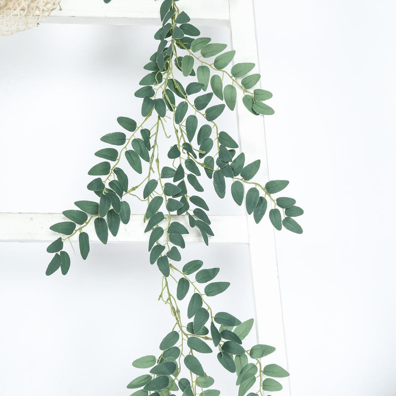 2 Pack Green Artificial Honey Locust Leaf Garland, Flexible Vine 6ft