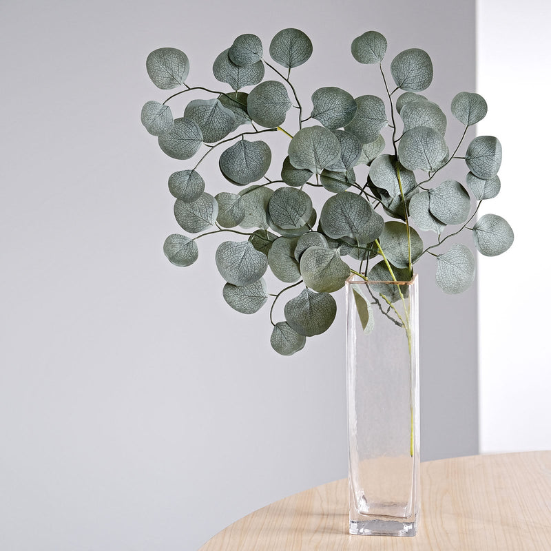 4 Pack Real Touch Frosted Green Artificial Silk Eucalyptus Leaf Stems 25
