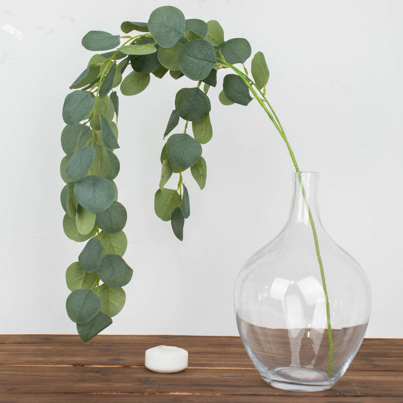3 Pack Green Real Touch Hanging Artificial Plant Eucalyptus Stems, Silk Silver Dollar Indoor Leaf Sprays 41