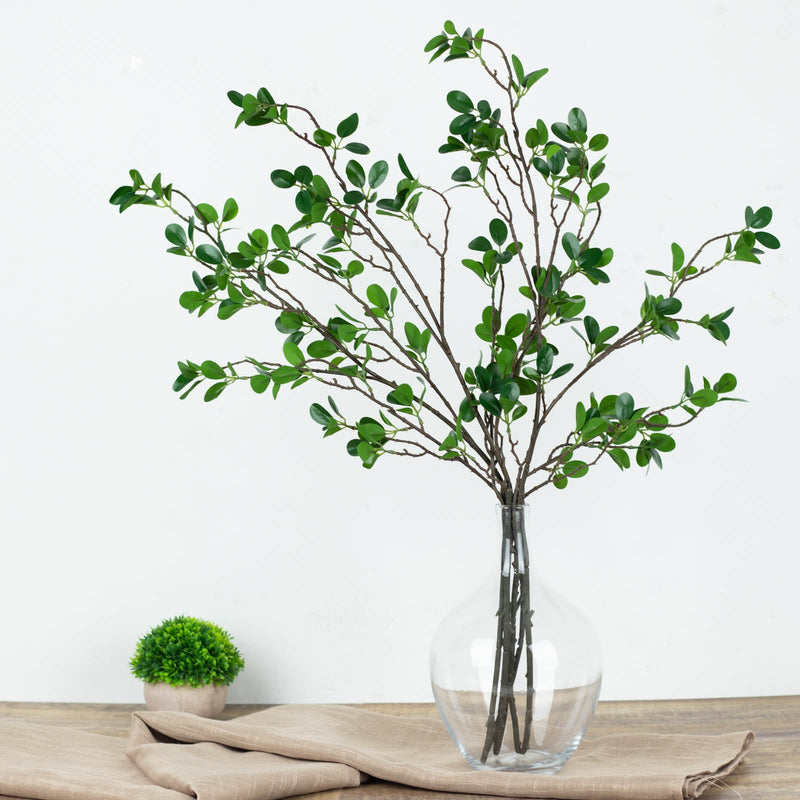 3 Pack Faux Leaf Branches, Artificial Green Petal Branches Leaf Spray 43