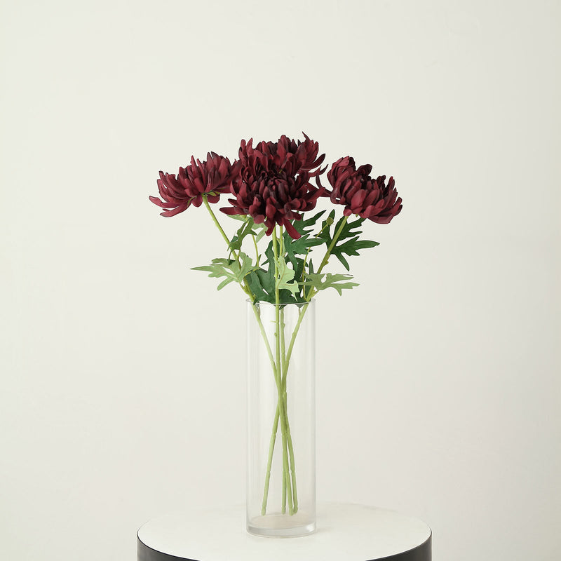 3 Stems Artificial Silk Chrysanthemum Bouquet Flowers, Large Faux Mum Branches 27