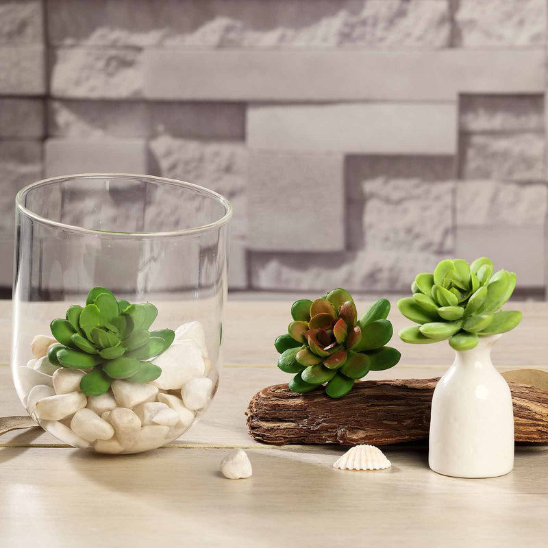 3 Pack Artificial PVC Roundleaf Echeveria Stem Succulent Plants 3
