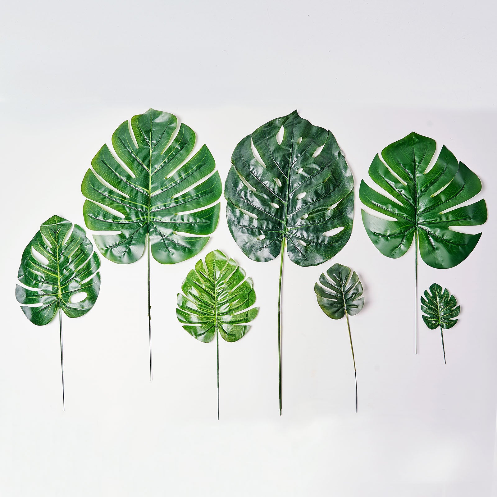 6 Stems | Assorted Green Artificial Silk Tropical Monstera Leaf Plants ...