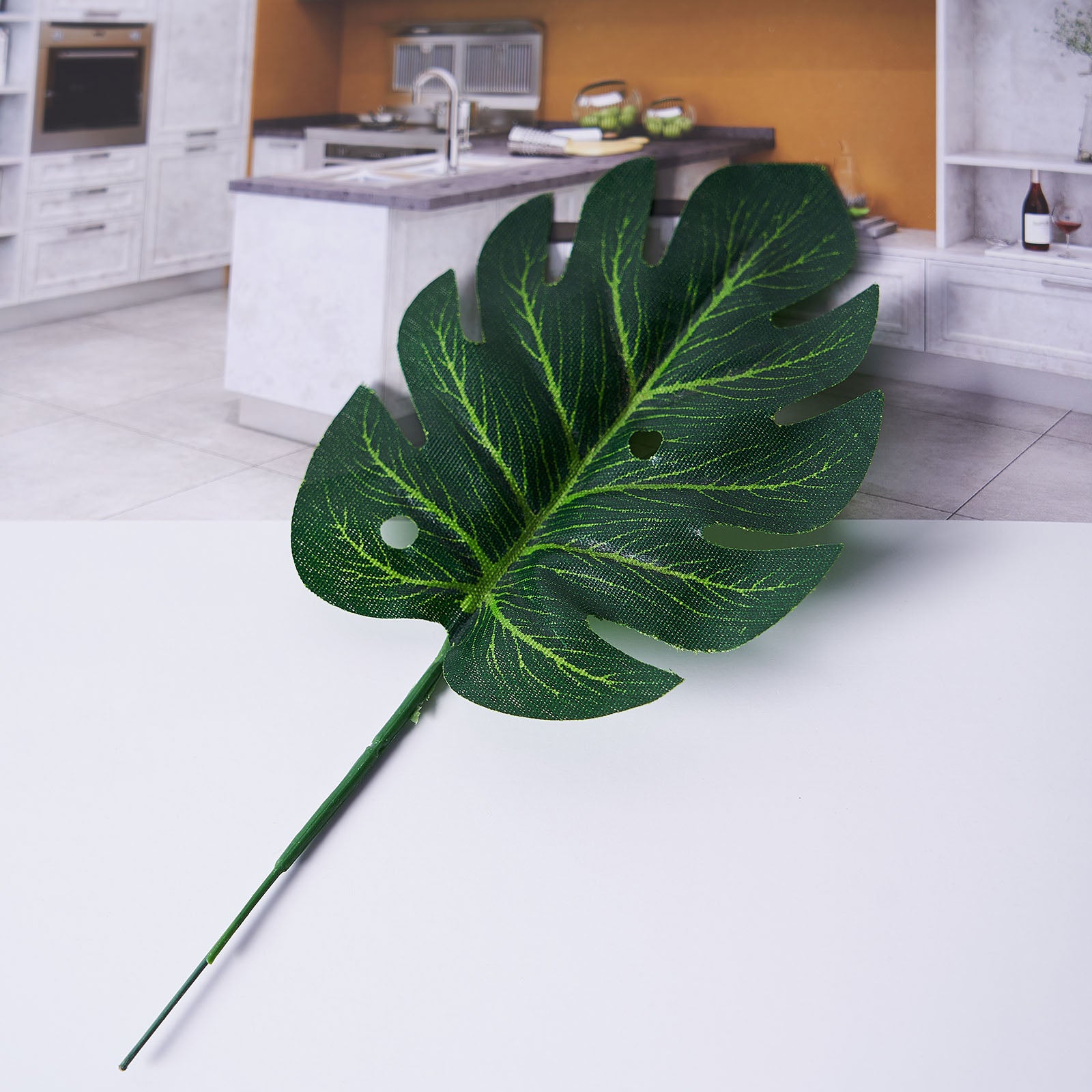 6 Stems | Assorted Green Artificial Silk Tropical Monstera Leaf Plants ...