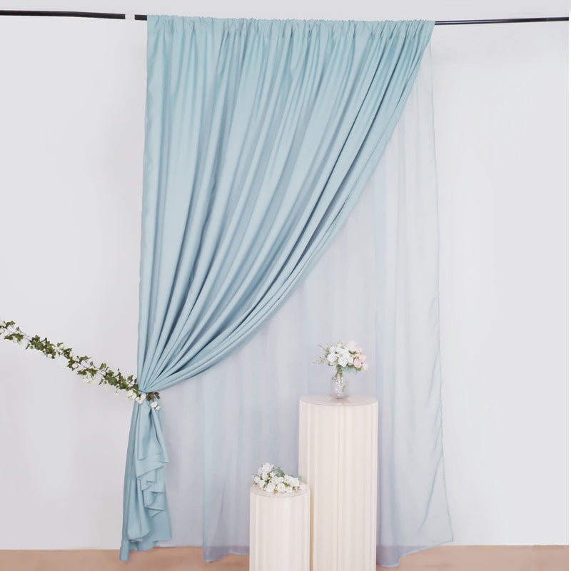 Chiffon Polyester Backdrop Drape Curtain, Dual Layer Divider Panel with Rod Pockets - 10ftx10ft