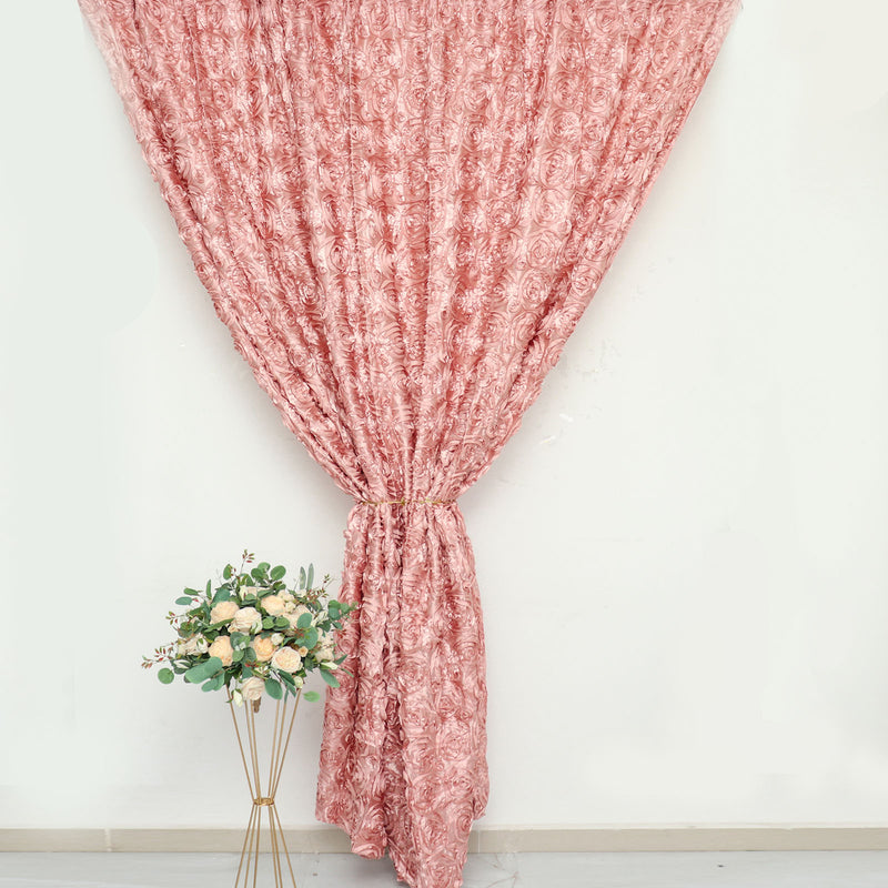 Satin Rosette Backdrop Drape Curtain, Photo Booth Divider Panel - 8ftx8ft
