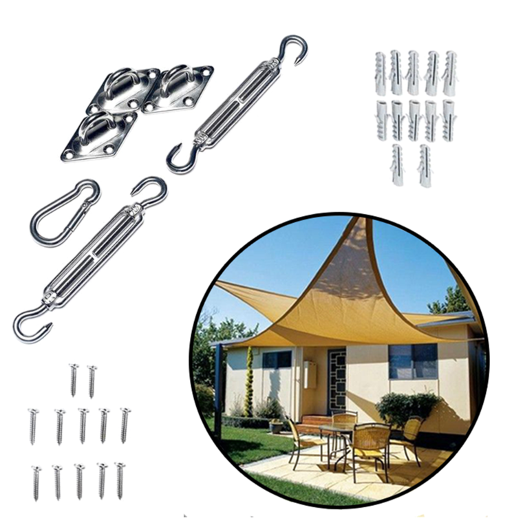 Triangle Stainless Steel Sun Shade Sail Installation Hardware Kit