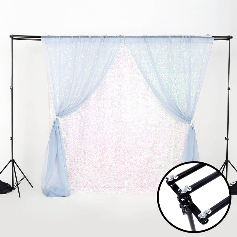 Metal Triple Crossbar Adjustable Pipe and Drape Kit, Photography Backdrop Stand 8ftX10ft