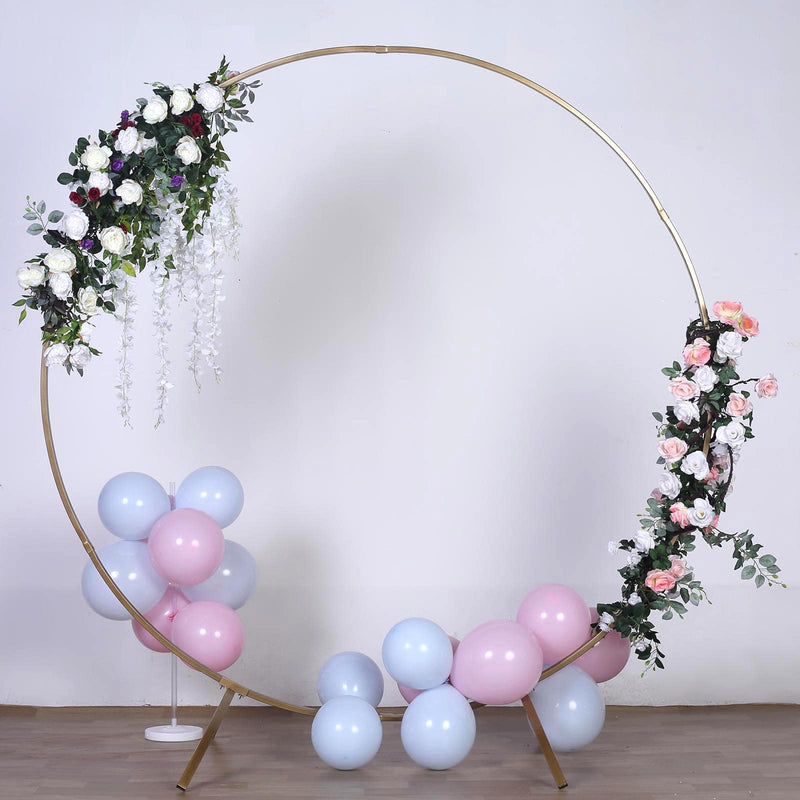 Heavy Duty Gold Metal Round Arch, Home Accent Photo Backdrop Stand 7.5ft