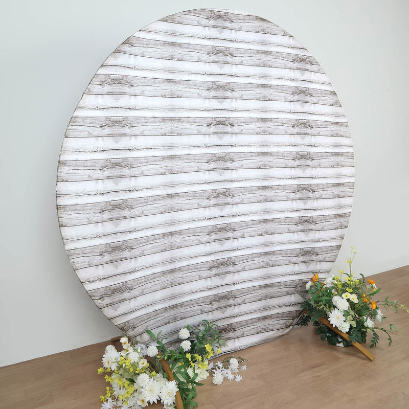Rustic Wood Plank Pattern Spandex Fit Backdrop Stand Cover 7.5ft