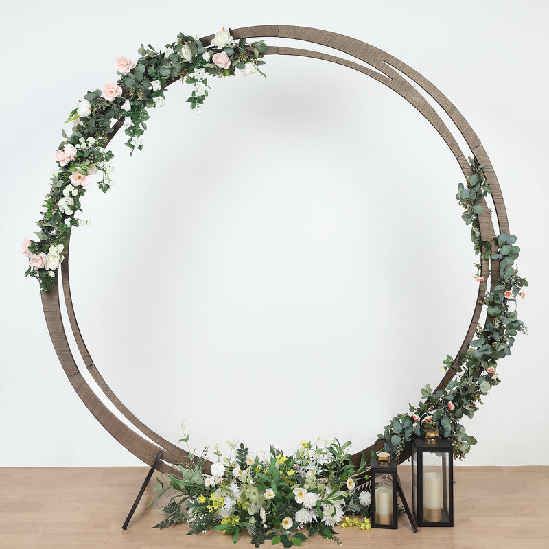 Rustic Natural Brown Wood Arch Photo Backdrop Stand, DIY Round Arbor 8ft
