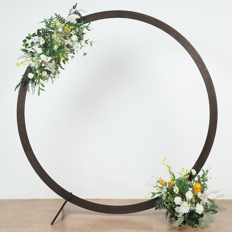 Rustic Natural Brown Wood Arch Photo Backdrop Stand, DIY Round Arbor 7.4ft