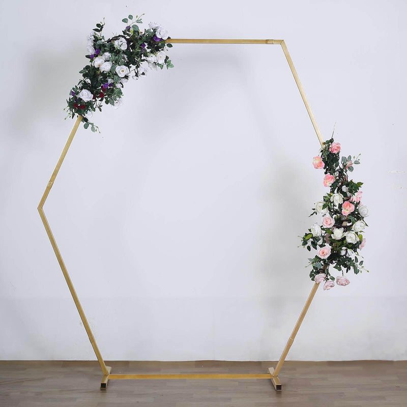 Heavy Duty Gold Metal Hexagonal Arch, Home Accent Photo Backdrop Stand 8ft