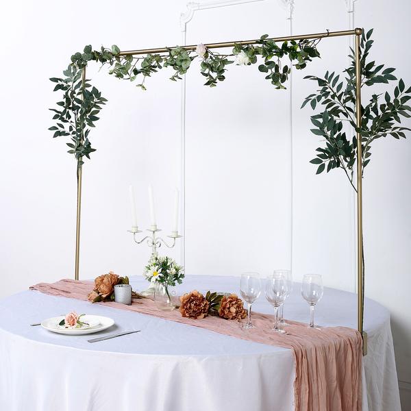 Gold Adjustable Over The Table Metal Arch Flower Rod Stand, Balloon Frame Pipe Stand 42
