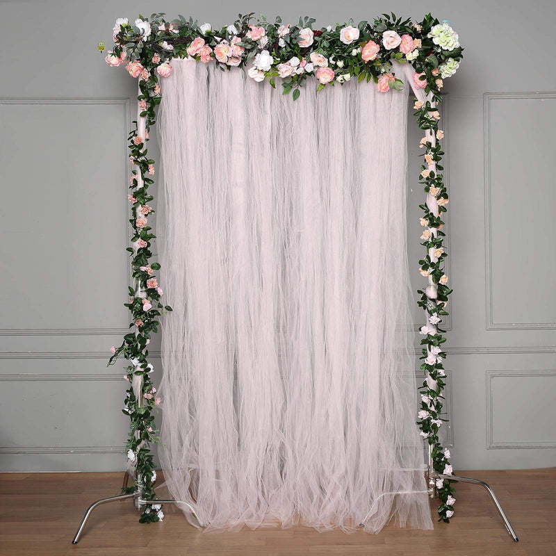 Reversible Sheer Tulle Backdrop Drape Curtain With Satin Header, Rod Ready Photo Booth Divider Panel - 5ftx10ft