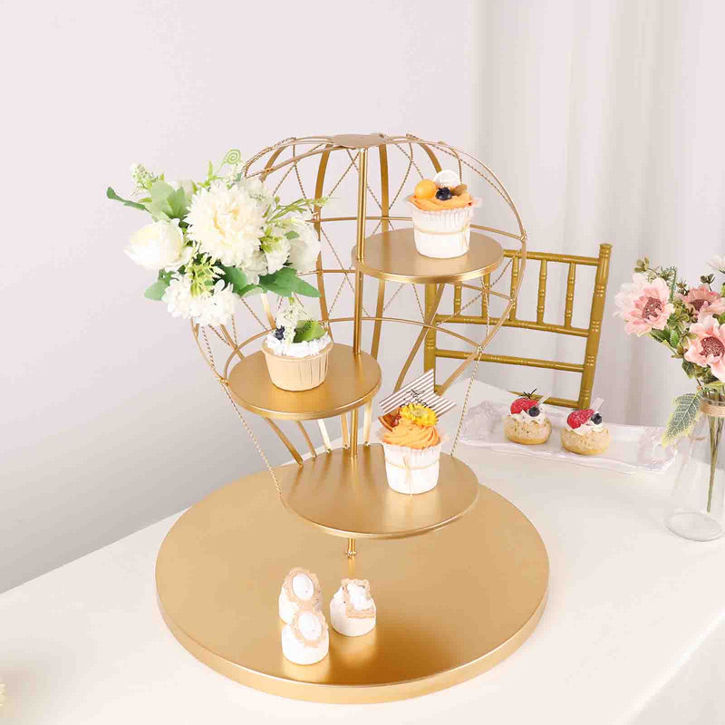 Gold 4-Tier Hot Air Balloon Metal Riser, Dessert Display Stand 19