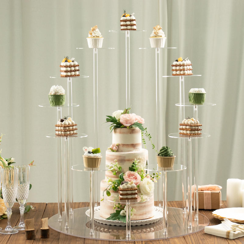 12-Arm Tiered Clear Acrylic Dessert Display Stand, Multi-layer Round Tray Serving Rack 29