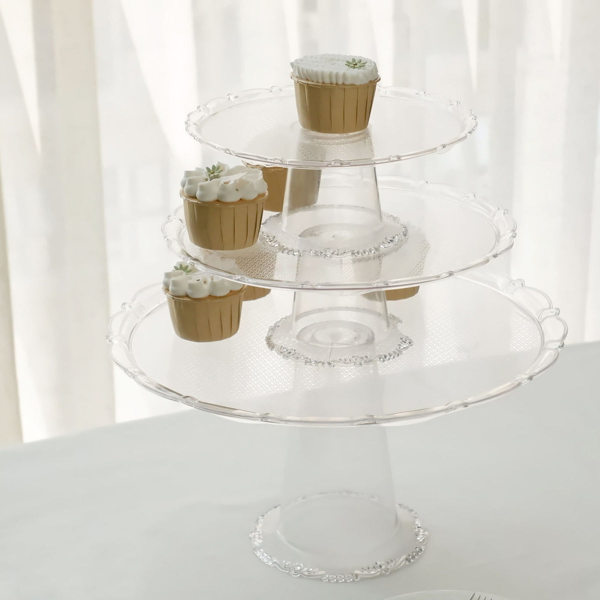 Clear Plastic Stackable Pedestal Risers, Dessert Display Holders ...