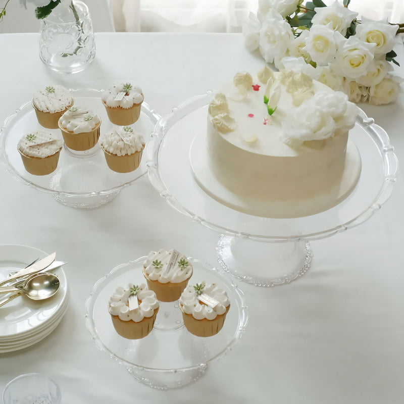 Set Of 3 Clear Plastic Stackable Pedestal Risers, Dessert/Appetizer Display Holders - 9