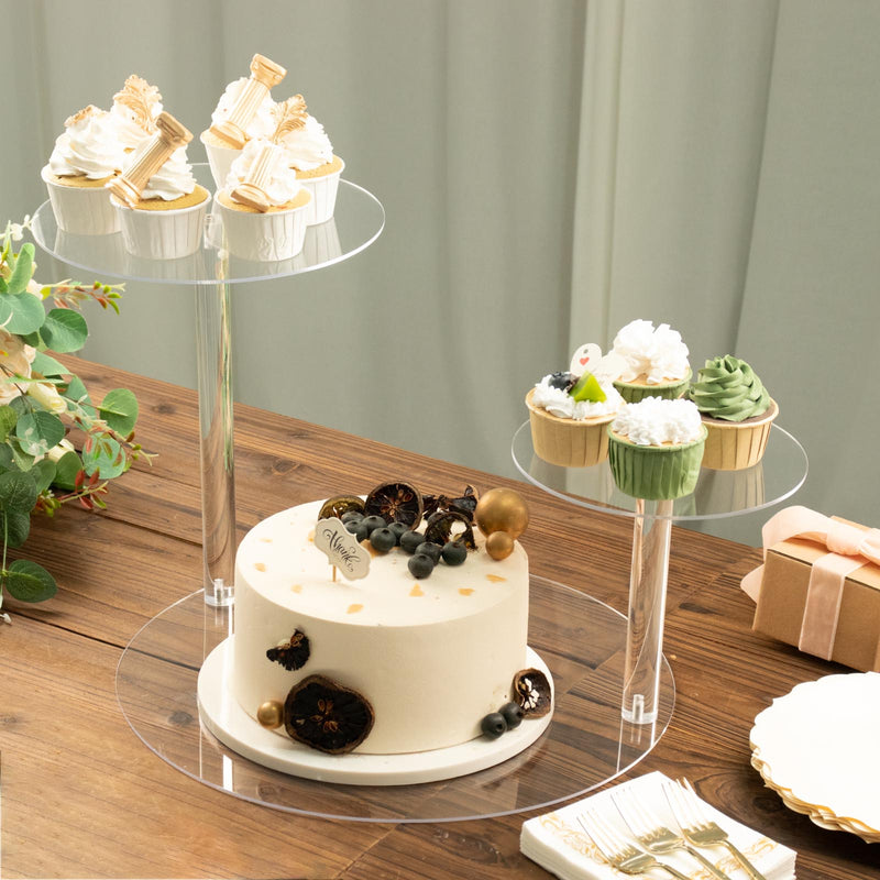 Clear 3-Tier Plastic Spiral Pedestal Riser, Round Dessert Display Stand 23