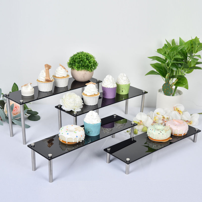 Set of 4 Premium Acrylic Pedestal Risers, Appetizer/Dessert Display Stands