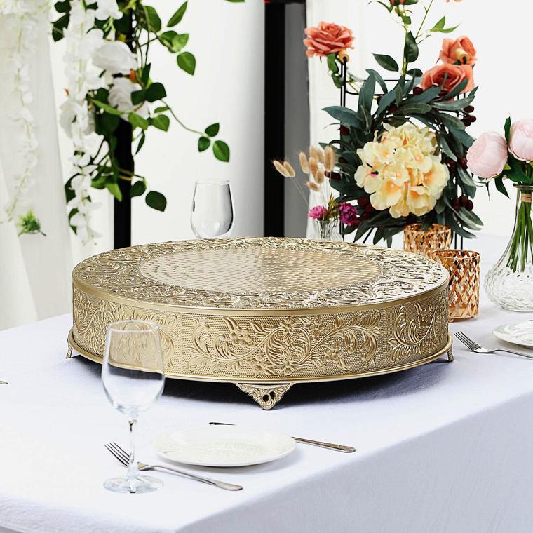 Round Embossed Pedestal Riser, Matte Metal Display Stand 22