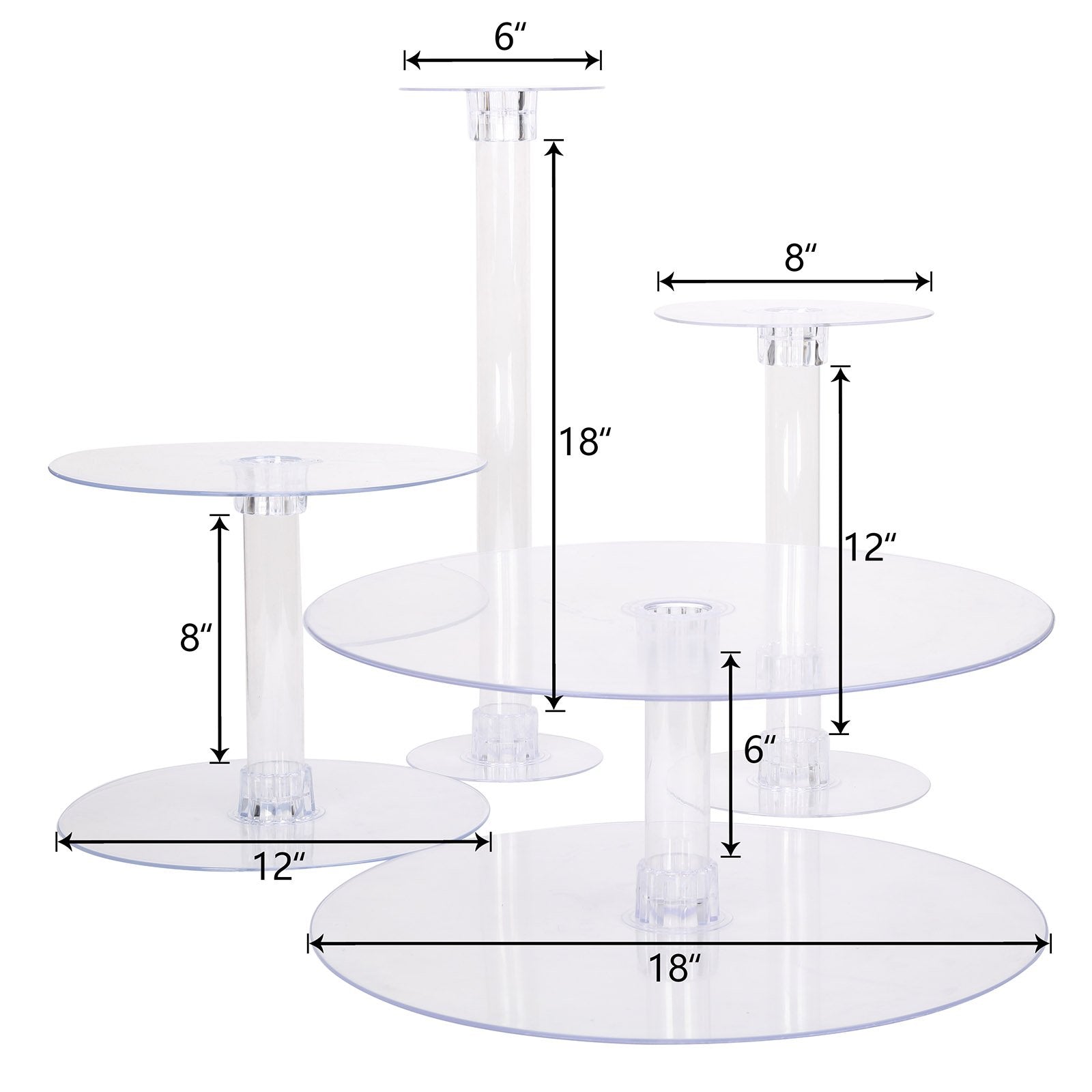 4-Tier Round Acrylic Riser | Plastic Display Stand | eHomemart