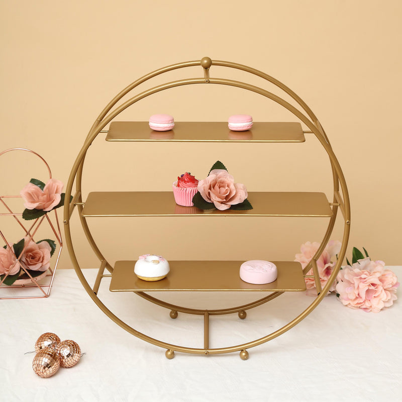 Metal 3-Tier Round Riser, Dessert/Appetizer Buffet Display Stand 21