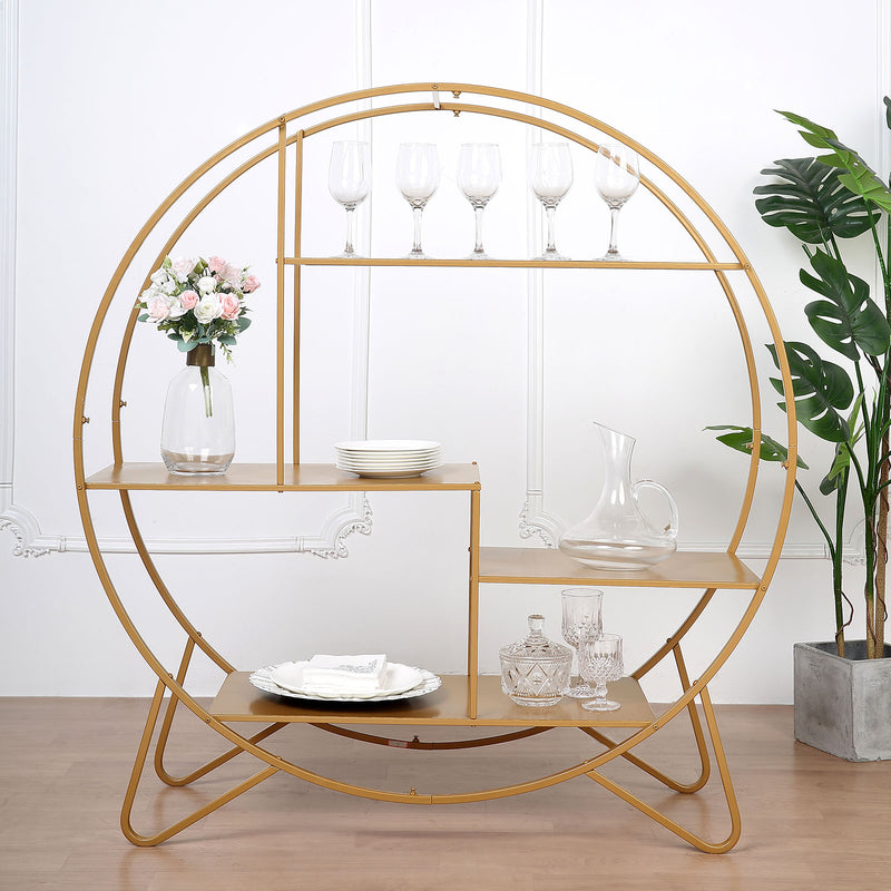 Metal Round Cake Dessert Display Stand 4ft Gold - Large Multi Functional Modern Bookcase